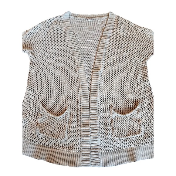 Gap Open Knit Long Cardigan Crochet Boho Cottage Slouchy Ivory Sweater Womens M - Picture 4 of 11